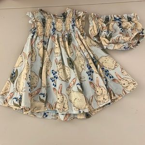Pink Chicken - Stevie Dress Set/Blue Bunnies - Size 6/12M